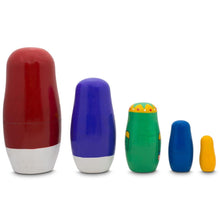 Load image into Gallery viewer, 5-1/2&quot; Hand-painted Set of 5 Wooden Nutcracker Nesting Dolls