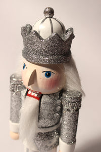10" Glittery Silver King Nutcrackers