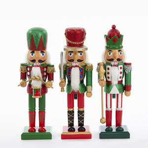 10" Red & Green Glittery Nutcrackers