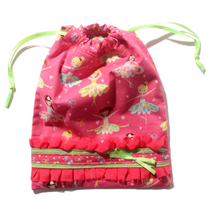 Hot Pink Ballerinas Drawstring Tote