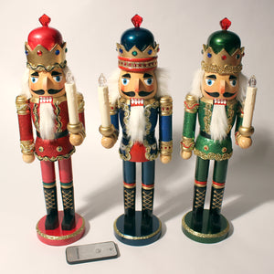 15" Glittery King Nutcrackers with Light-up LED candles