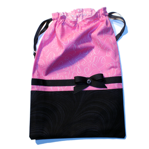 Pink & Black Swirls Drawstring Tote