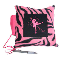 Load image into Gallery viewer, 10x10 Ballerina Pink Zebra Embroidered Autograph Pillow - Ballet Gift Shop