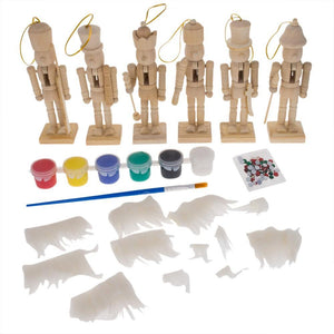 5" Paint Your Own Nutcracker Ornament Set of 6 Kit